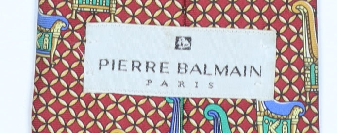 Pierre Balmain Men’s Red Geometric Silk Designer Tie