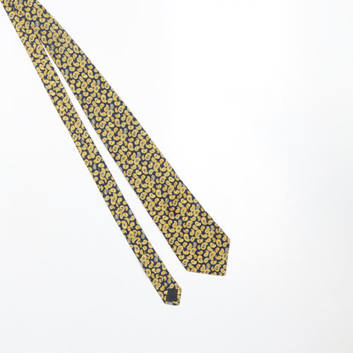 Hemley Gibson Price Men's Navy & Gold Paisley Silk Tie 176cm