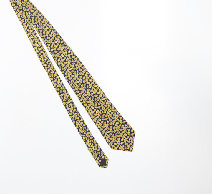 Hemley Gibson Price Men's Navy & Gold Paisley Silk Tie 176cm