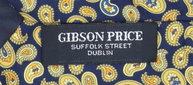 Hemley Gibson Price Men's Navy & Gold Paisley Silk Tie 176cm