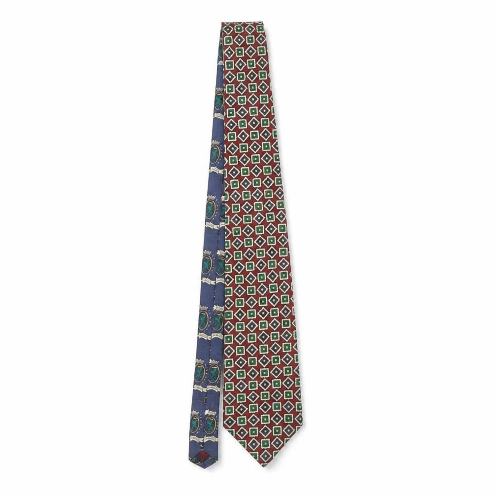 Front view of Tommy Hilfiger Men's Multicoloured Geometric Silk Tie 176 Slim Designer Style
