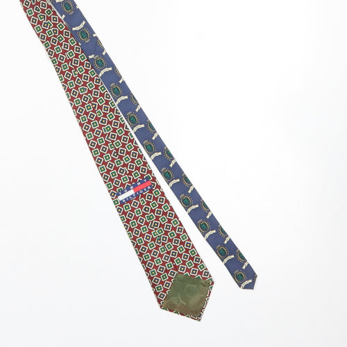 Tommy Hilfiger Men's Multicoloured Geometric Silk Tie 176 Slim Designer Style