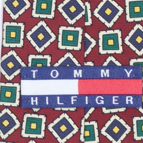 Tommy Hilfiger Men's Multicoloured Geometric Silk Tie 176 Slim Designer Style