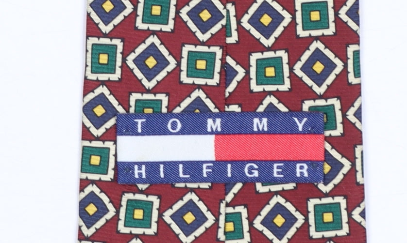 Tommy Hilfiger Men's Multicoloured Geometric Silk Tie 176 Slim Designer Style