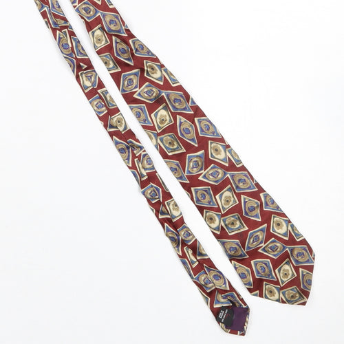 Carlo Collini Men's Red Geometric Pure Silk Tie