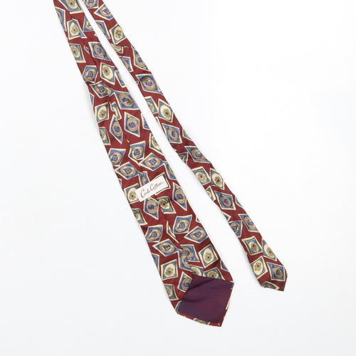 Carlo Collini Men's Red Geometric Pure Silk Tie