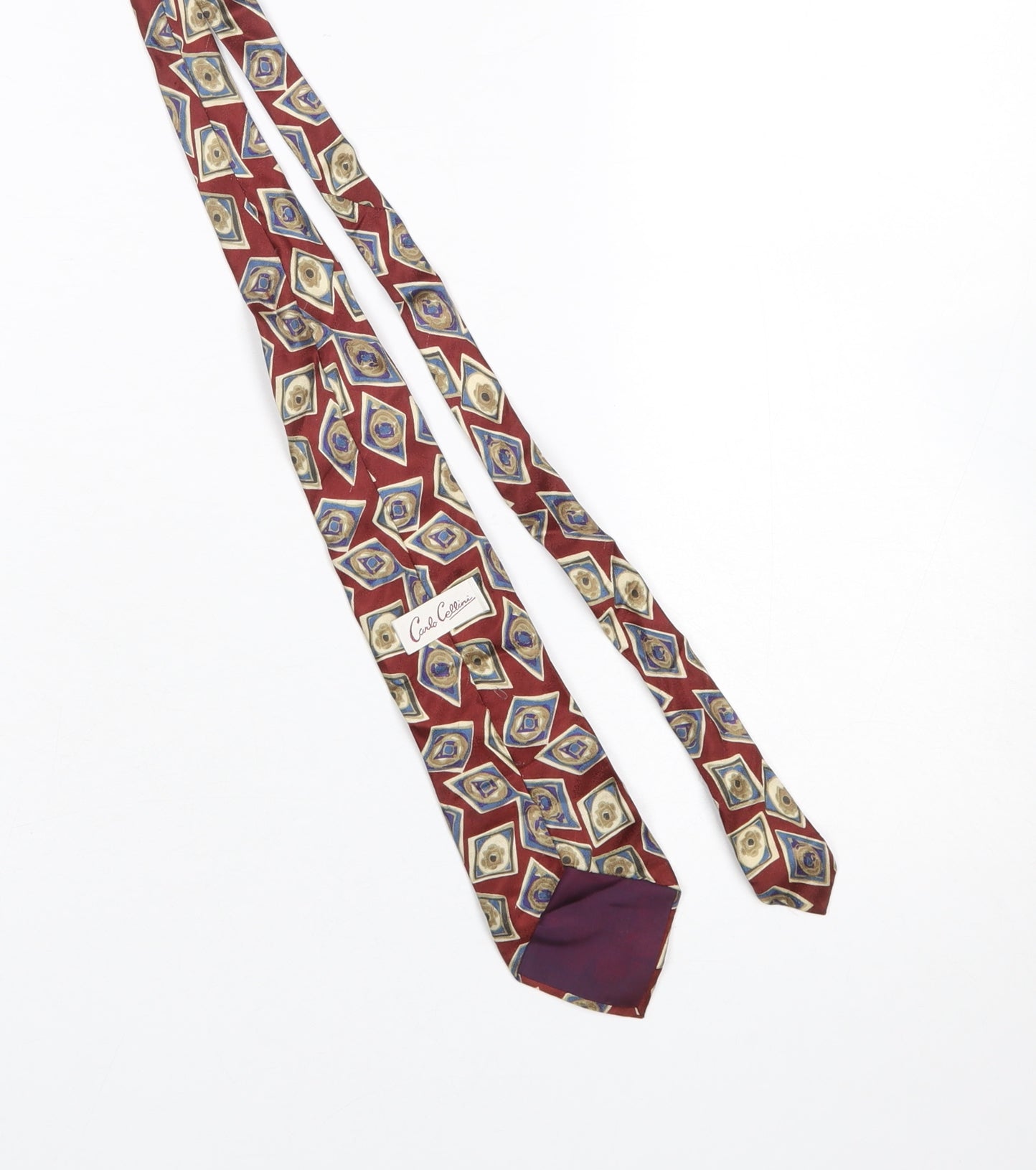 Carlo Collini Men's Red Geometric Pure Silk Tie