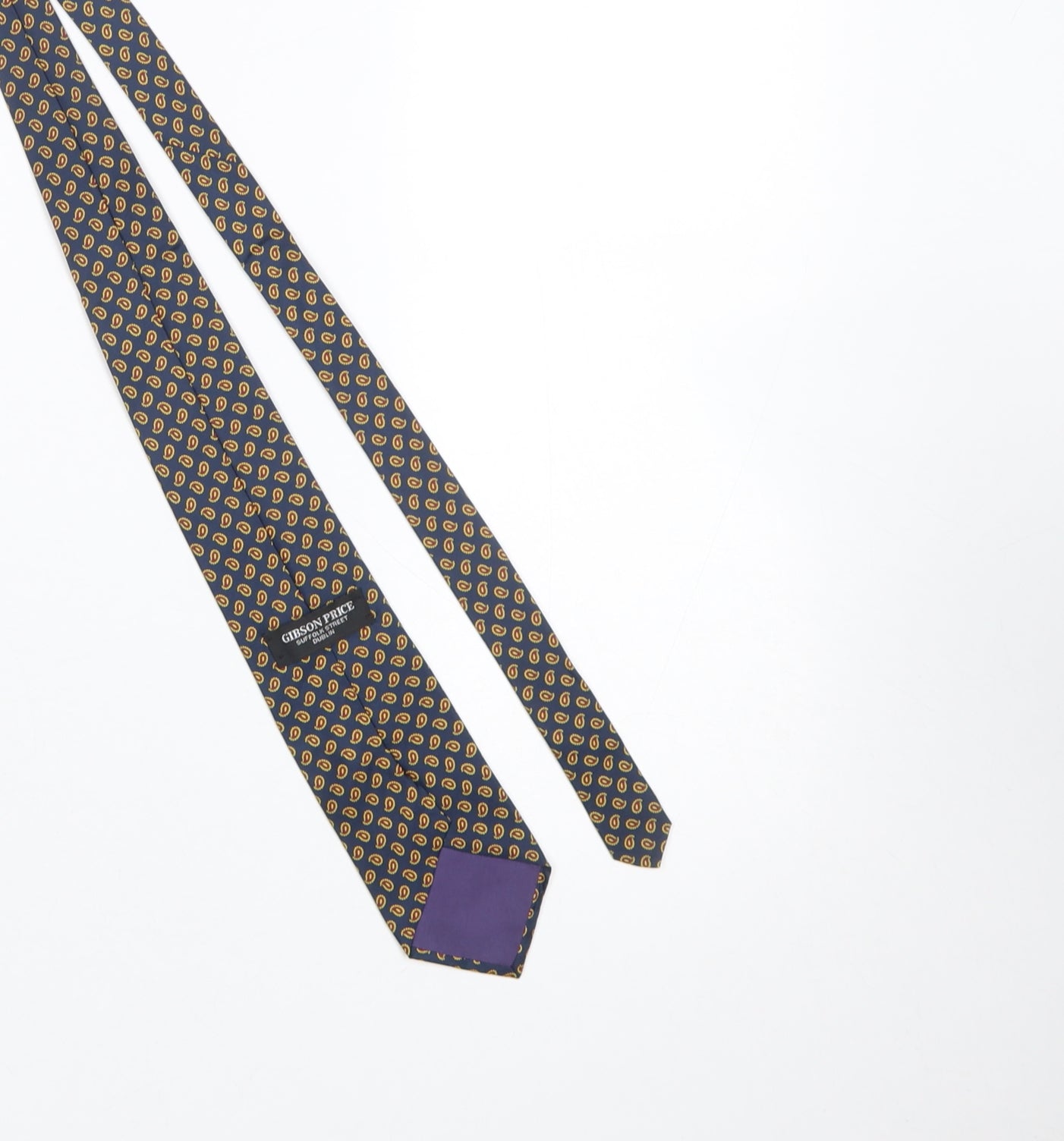 Gibson Price Men's Blue Paisley Silk Tie - Elegant Designer Style