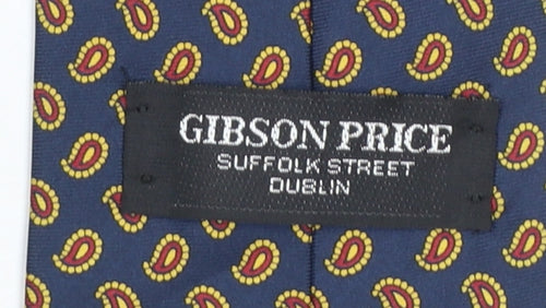Gibson Price Men's Blue Paisley Silk Tie - Elegant Designer Style