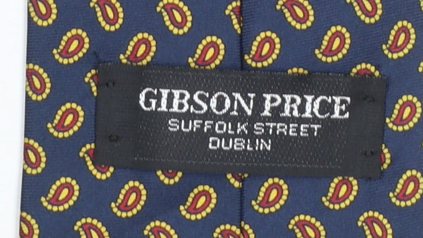 Gibson Price Men's Blue Paisley Silk Tie - Elegant Designer Style