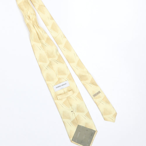 Giorgio Armani Men's Beige Silk Geometric Designer Tie One Size