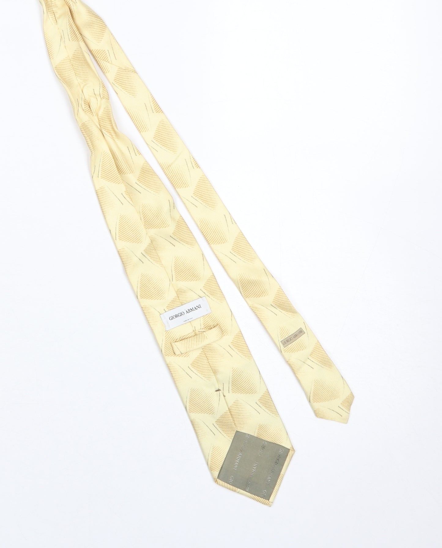 Giorgio Armani Men's Beige Silk Geometric Designer Tie One Size