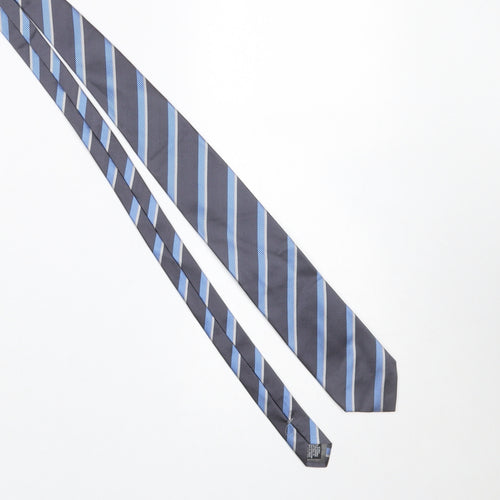 Frangi Men’s Blue Striped Slim Silk Tie Made in Italy One Size