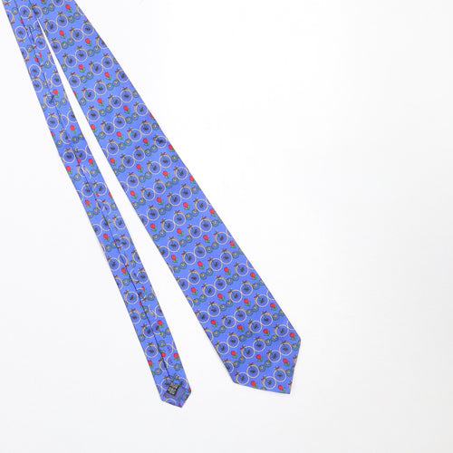 Michelsons Men's Blue Silk Bicycle Floral Pattern Tie