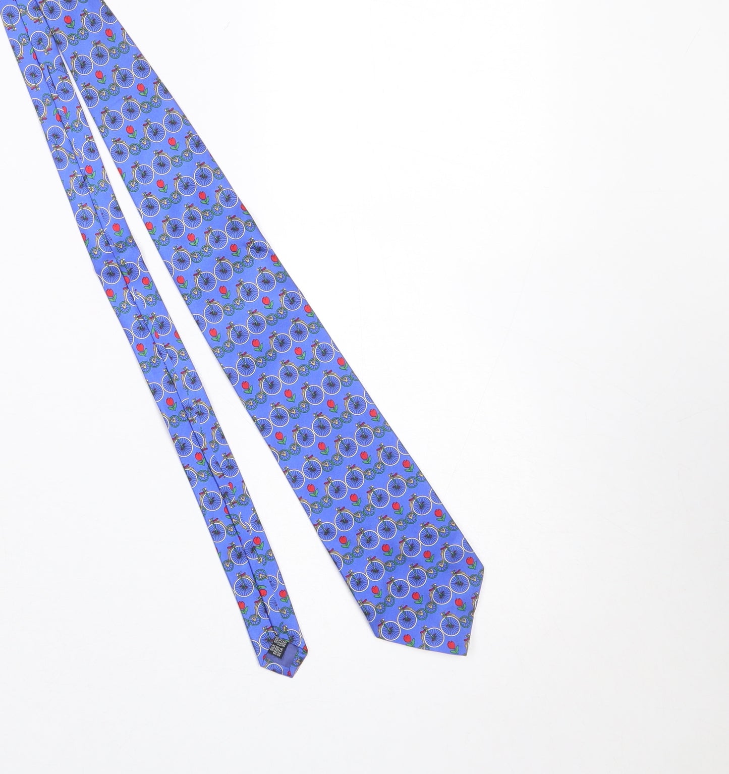 Michelsons Men's Blue Silk Bicycle Floral Pattern Tie