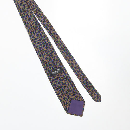 Gibson Price Men's Blue Geometric Silk Tie Made in England