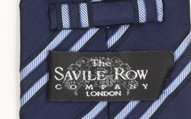 Savile Row Company Men's Blue Striped Silk Tie