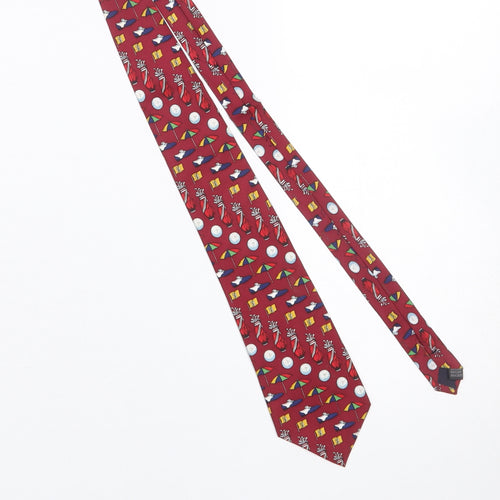 Magnificent Mouchairs Men's Red Silk Golf Print Tie 176 Slim Style