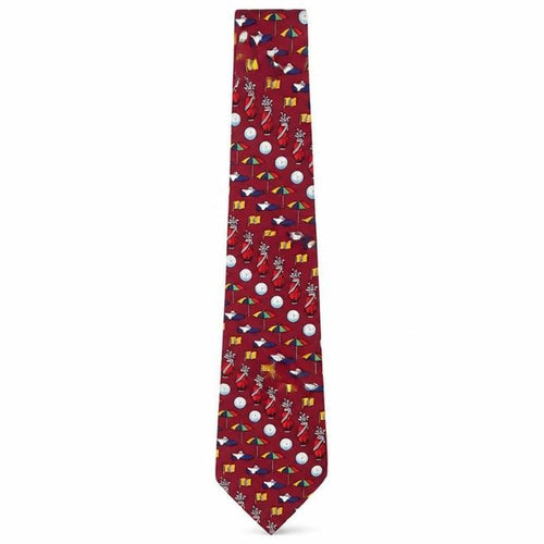 Magnificent Mouchairs Men's Red Silk Golf Print Tie 176 Slim Style