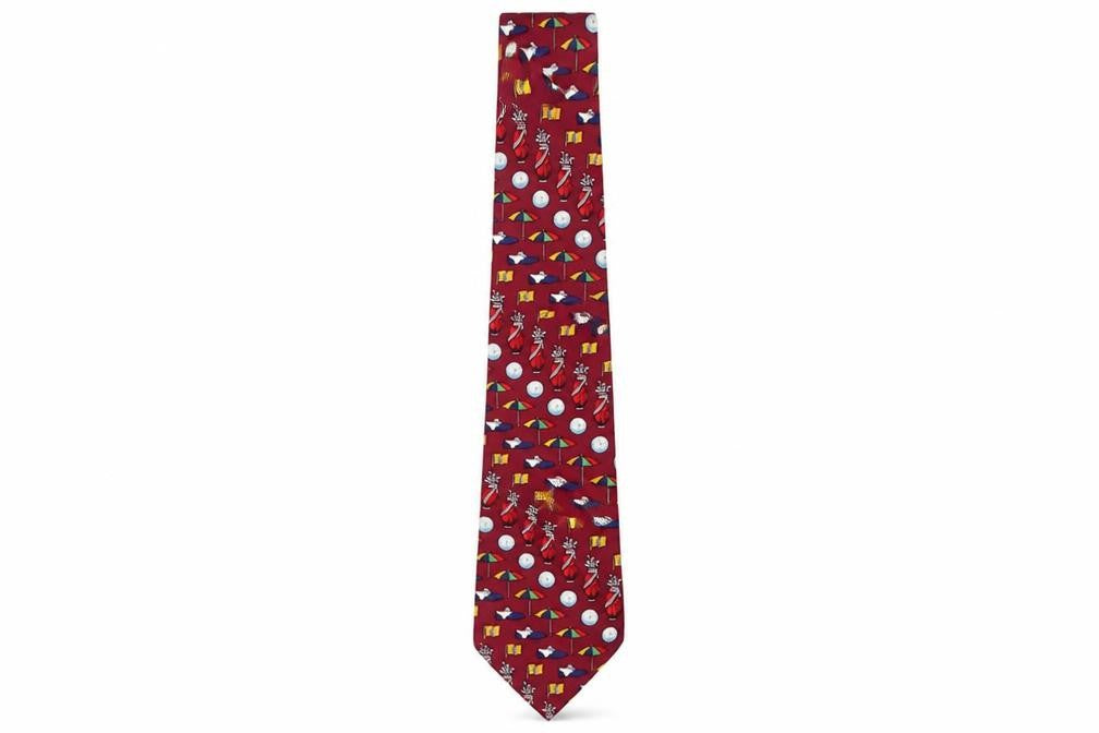 Magnificent Mouchairs Men's Red Silk Golf Print Tie 176 Slim Style