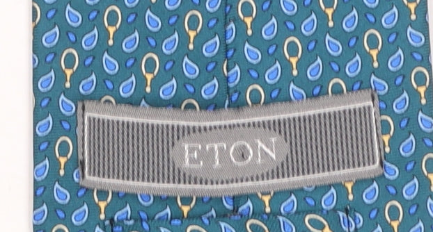 Eton Men's Blue Paisley Silk Slim Tie Made in France