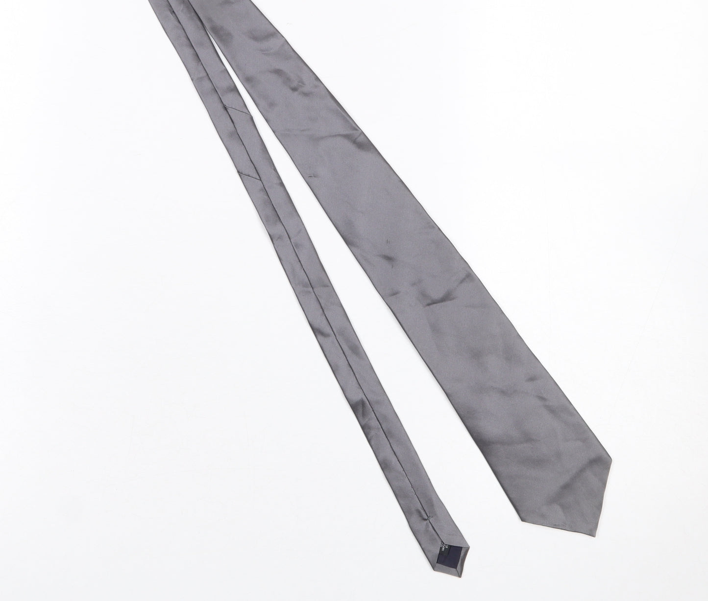 Milano Uomo Men's Grey 100% Silk Pointed Tie One Size Classic Style