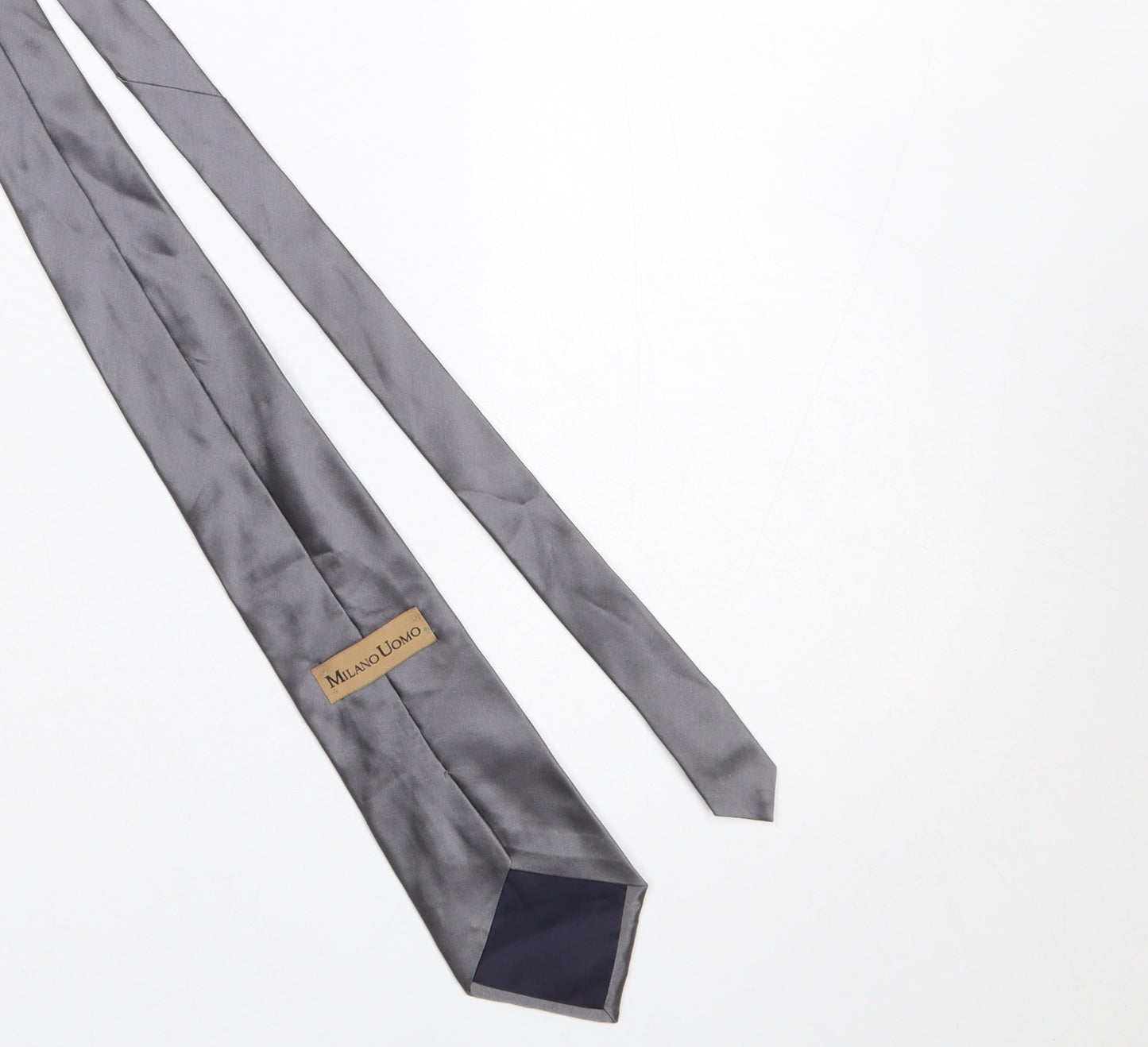 Milano Uomo Men's Grey 100% Silk Pointed Tie One Size Classic Style