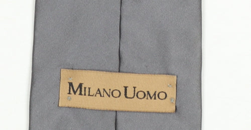 Milano Uomo Men's Grey 100% Silk Pointed Tie One Size Classic Style