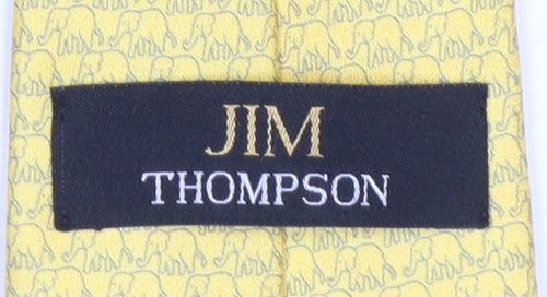 Jim Thompson Men's Yellow Silk Elephant Print Designer Tie