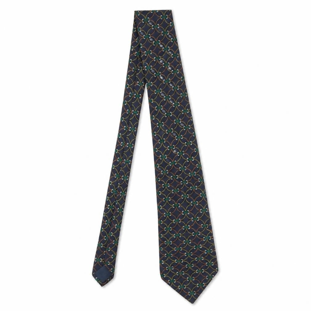 Front view of Bardolino Men's Blue Geometric Patterned 100% Silk Tie