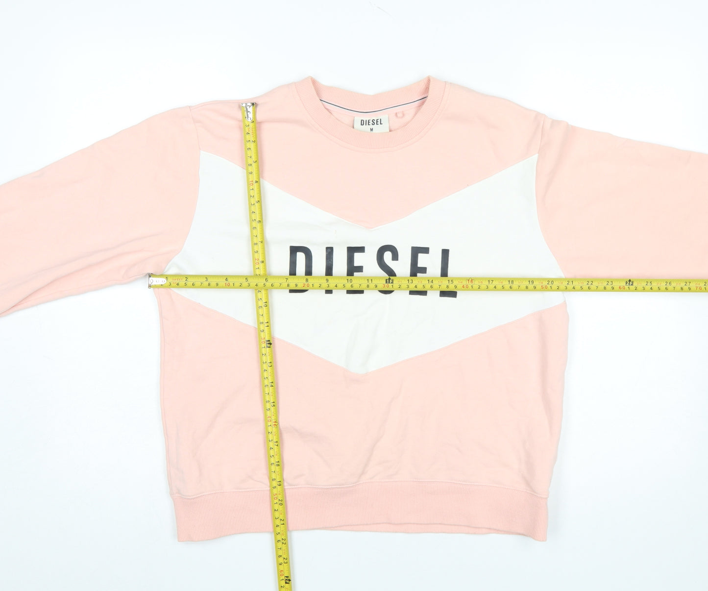 Diesel Womens Pink White Logo Crew Neck Cotton Sweatshirt M