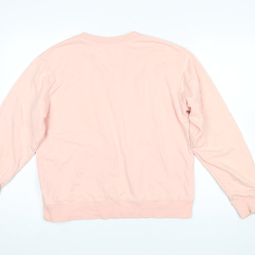 Diesel Womens Pink White Logo Crew Neck Cotton Sweatshirt M