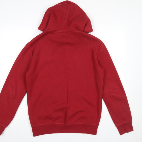 Superdry Men's Red Pullover Hoodie Size S Fleece Cotton Blend
