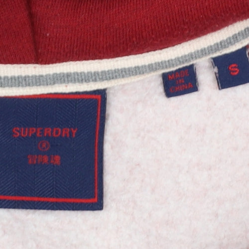 Superdry Men's Red Pullover Hoodie Size S Fleece Cotton Blend