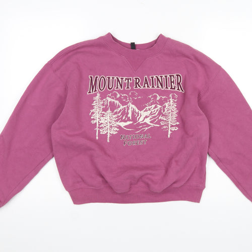 H&M Divided Women’s Pink Mount Rainier Graphic Pullover Sweatshirt Size S