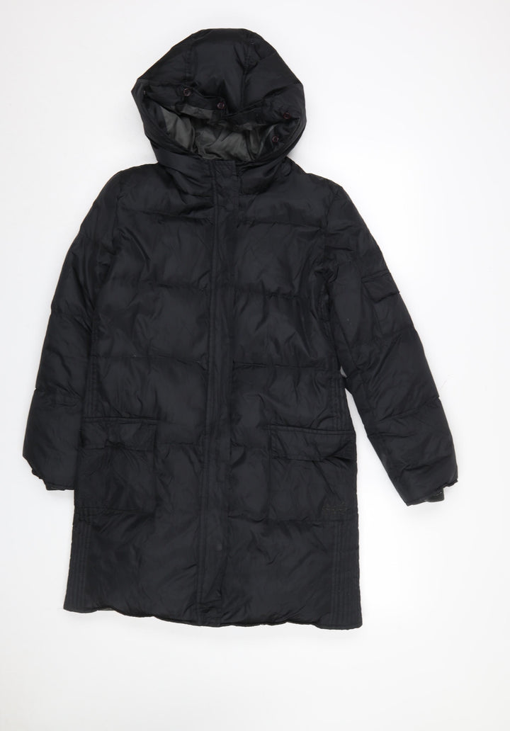 Jigsaw Junior Girls Black 12-13 Years Long Hooded Down Puffer Coat