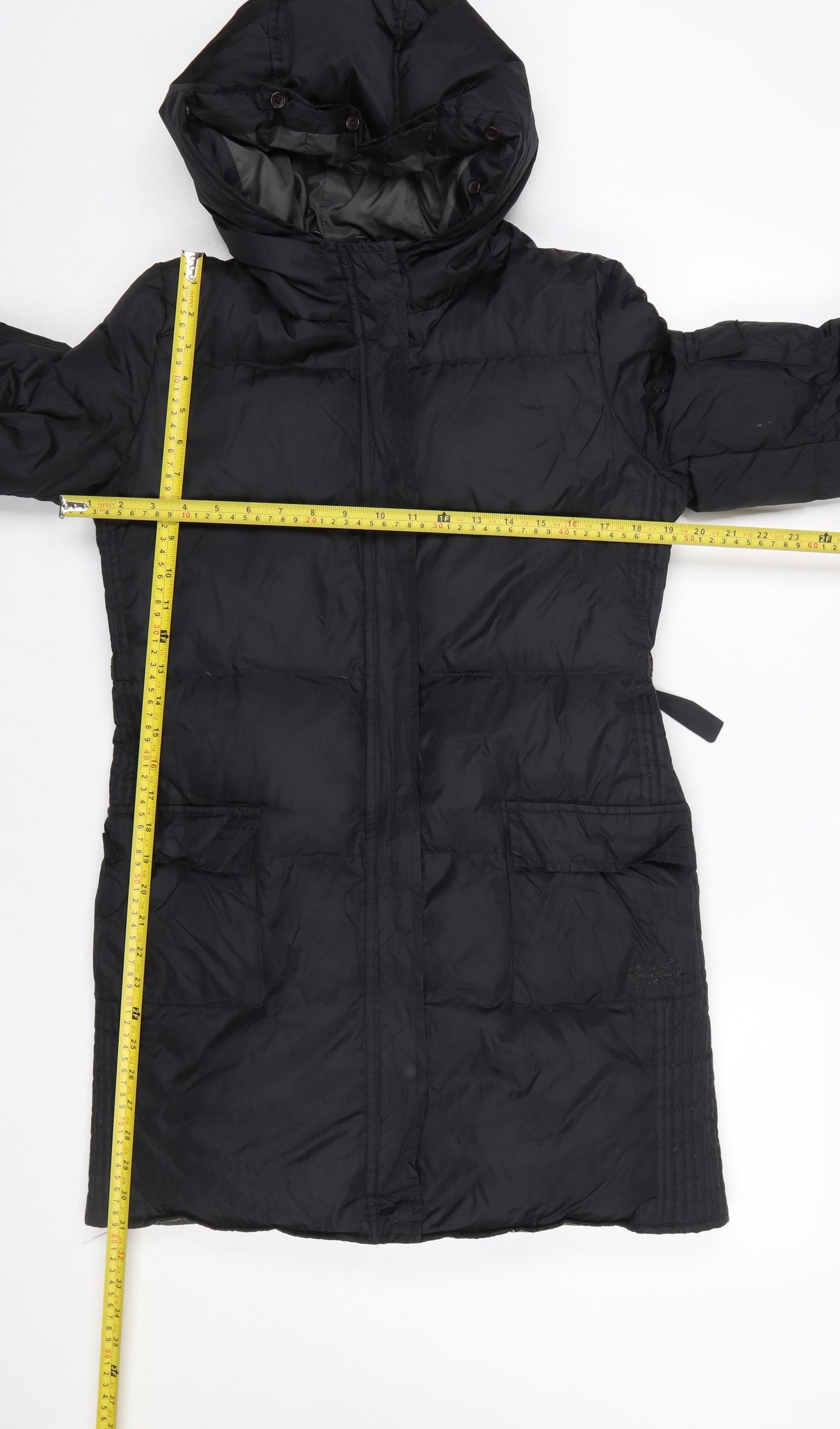 Jigsaw Junior Girls Black 12-13 Years Long Hooded Down Puffer Coat