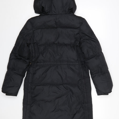 Jigsaw Junior Girls Black 12-13 Years Long Hooded Down Puffer Coat
