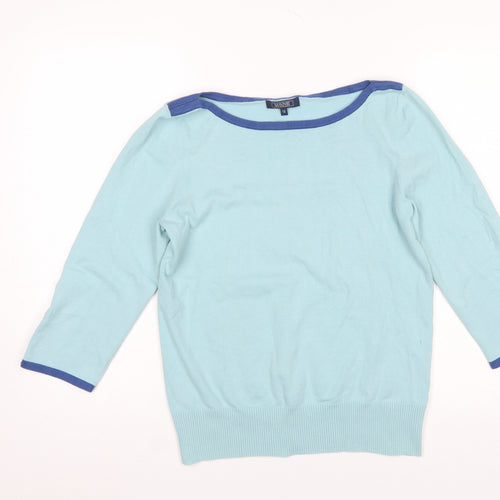 Maine New England Women's Blue Cotton Blend 3/4 Sleeve Jumper Size 12