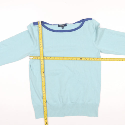 Maine New England Women's Blue Cotton Blend 3/4 Sleeve Jumper Size 12