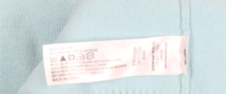 Maine New England Women's Blue Cotton Blend 3/4 Sleeve Jumper Size 12