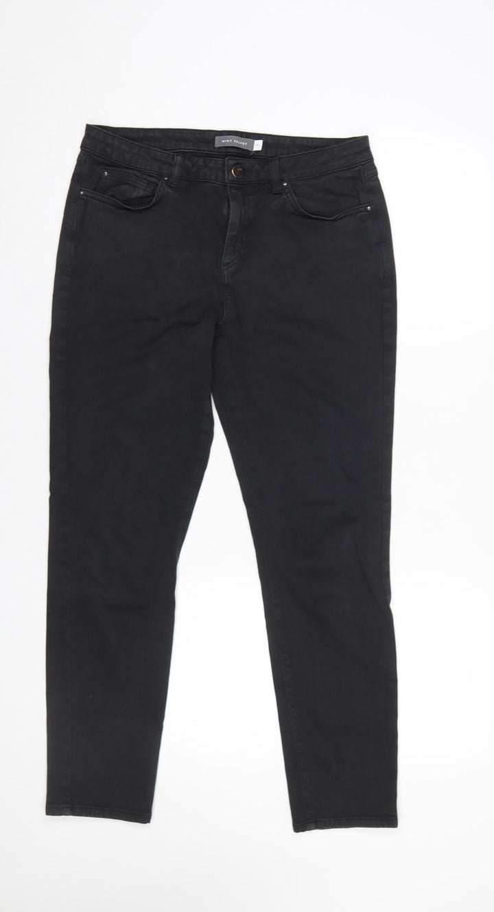 Mint Velvet Womens Black Skinny Jeans Size 14 Regular Stretch Denim