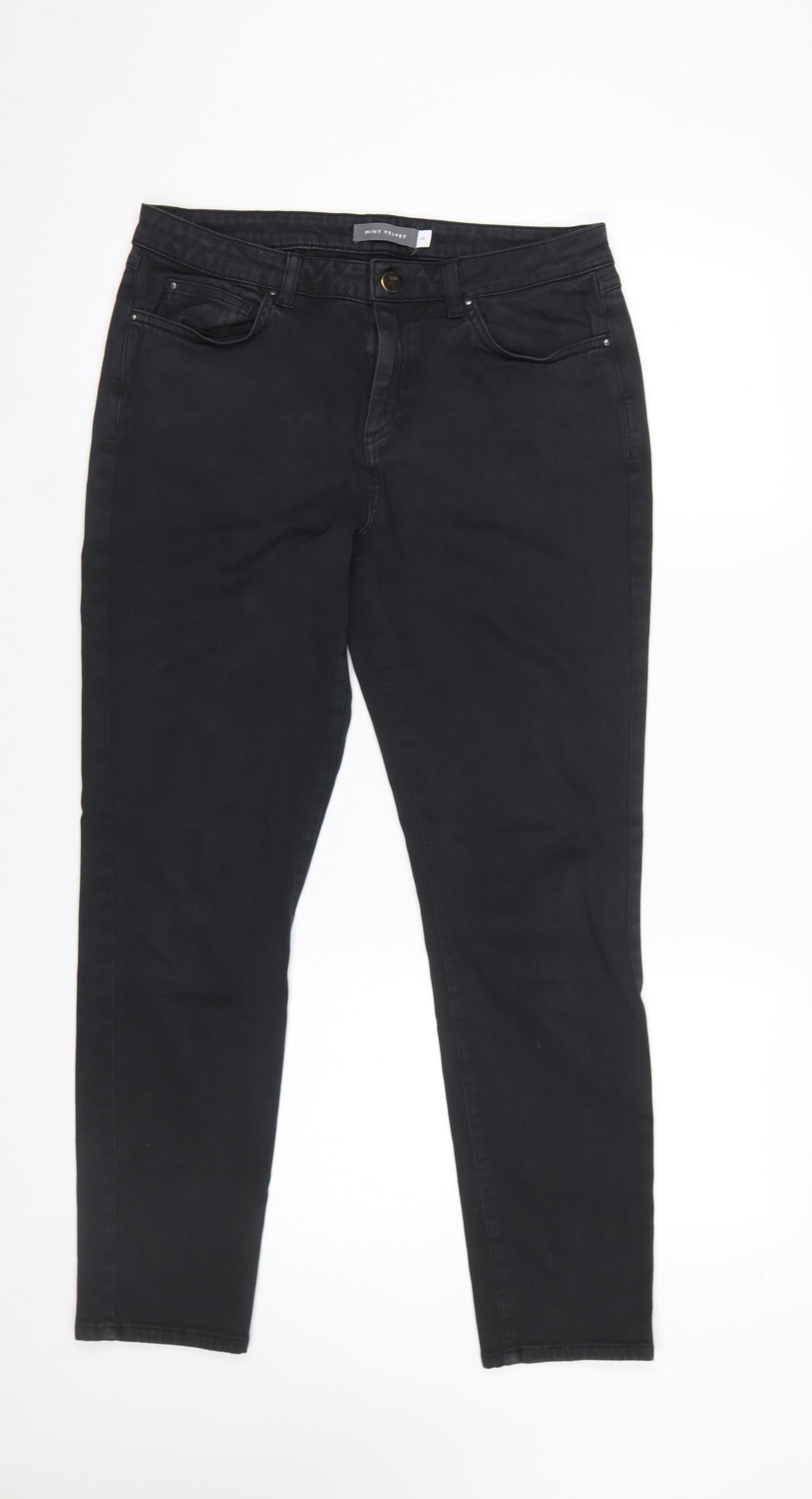 Mint Velvet Womens Black Skinny Jeans Size 14 Regular Stretch Denim