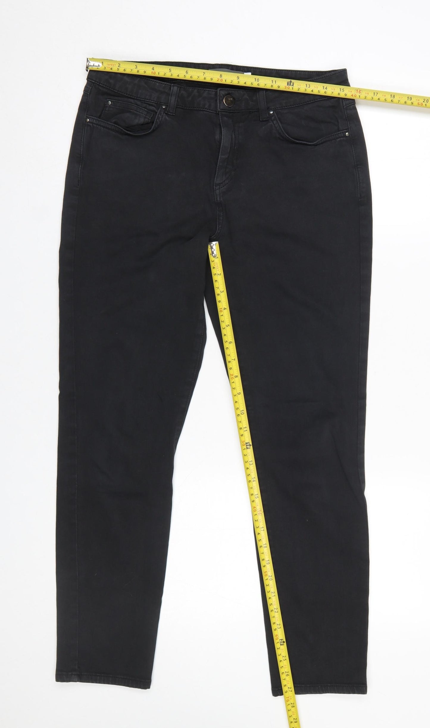 Mint Velvet Womens Black Skinny Jeans Size 14 Regular Stretch Denim