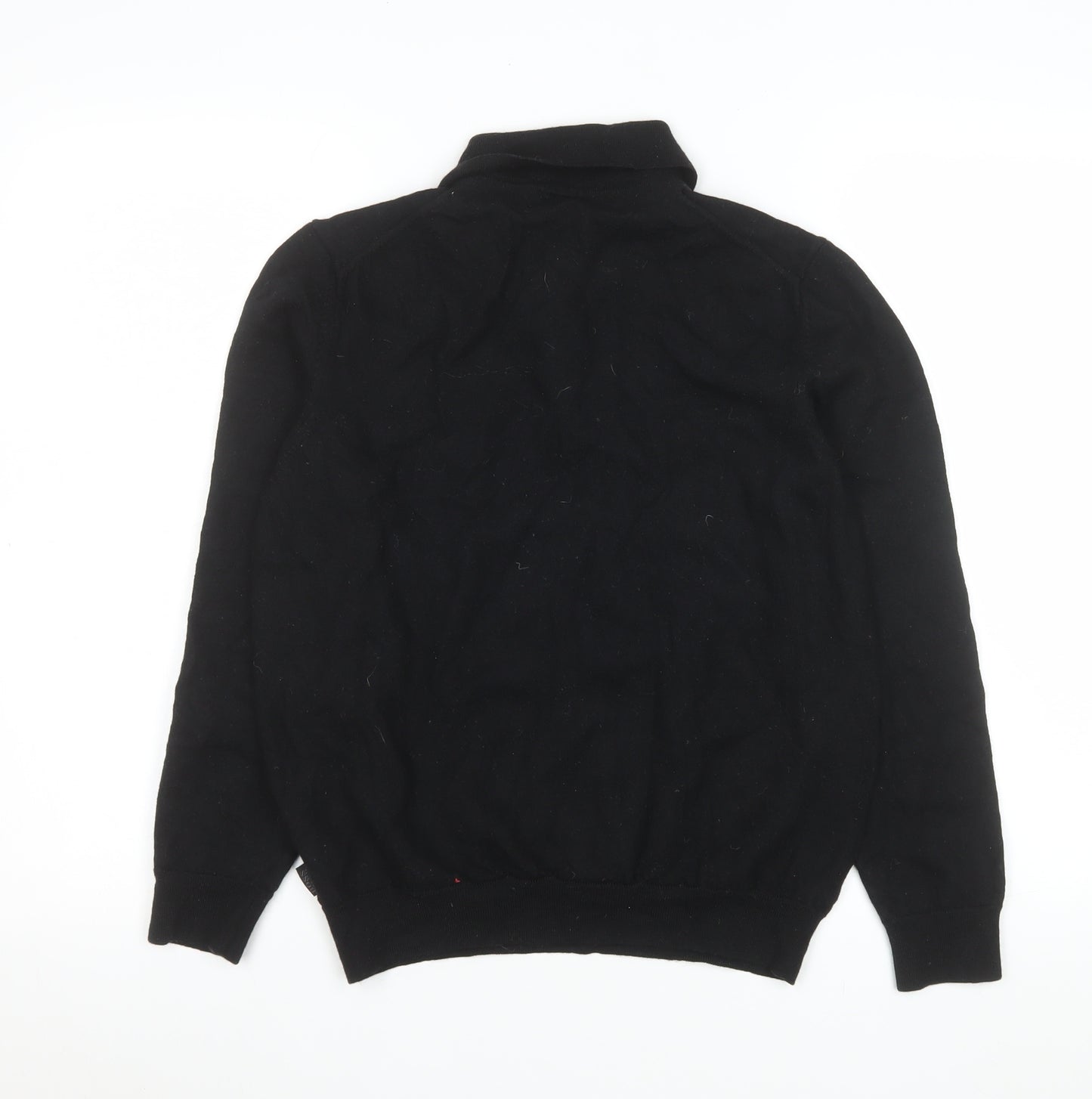 Hugo Boss Men’s Black Wool Henley Jumper Size L Regular Fit