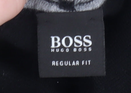 Hugo Boss Men’s Black Wool Henley Jumper Size L Regular Fit