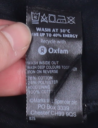 Marks and Spencer Women Black Velour Hooded Zip Jacket UK 16