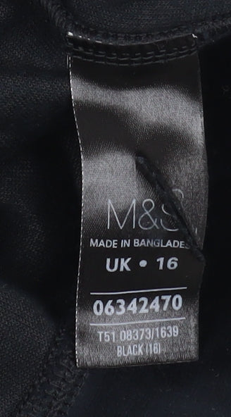 Marks and Spencer Women Black Velour Hooded Zip Jacket UK 16