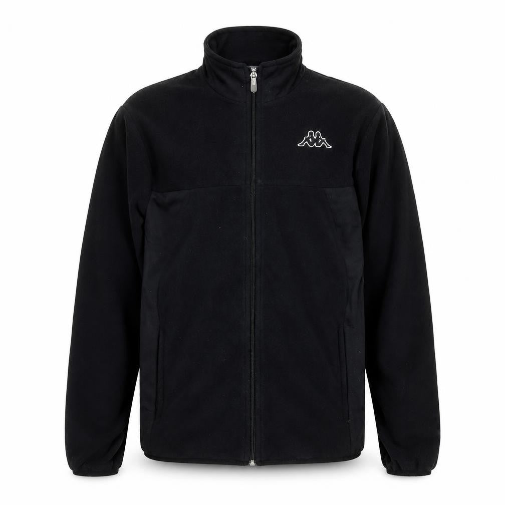 Front view of Kappa Men's Black Fleece Full Zip Jacket Medium Regular Fit