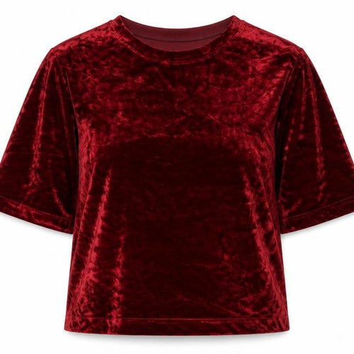 Pala D'Oro Women's Red Velvet 3/4 Sleeve Crew Neck Top S